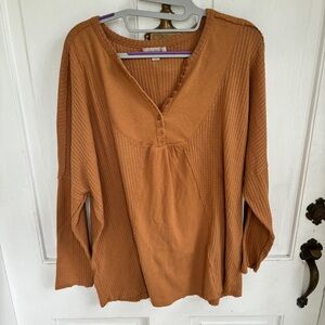 Wonderly Juniors drop-shoulder Mixed media Henley top